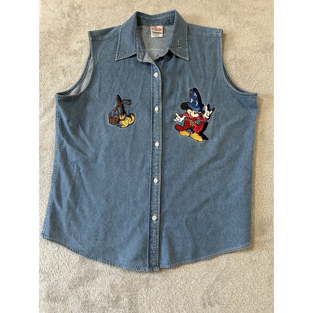 Vintage Mickey Mouse Denim Sleeveless Women’s Sz XL